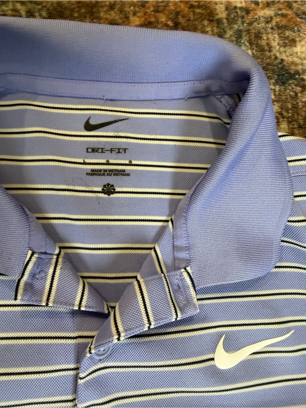 Nike Men’s Dri-FIT Light Purple Striped Polo size large